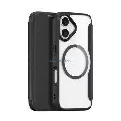   HUSĂ! - DUX DUCIS SKIN X PRO Husă din piele cu efect permanent (FLIP, deschidere laterală, RFID, MagSafe) NEGRU Apple iPhone 17