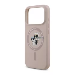   HUSĂ! - KARL LAGERFELD LIQUID SILICONE KARL AND CHOUPETTE MAGSAFE Silicone Phone Protector (Impact Resistant, MagSafe) ROSE COLOUR Apple iPhone 17 Pro