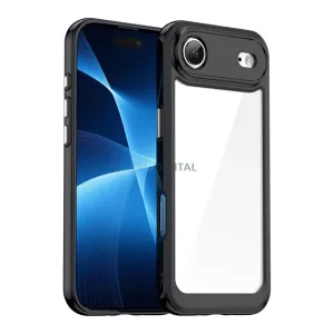 HUSĂ! - Capac de telefon din silicon (rezistent la șocuri, spate transparent) BLACK Apple iPhone 17 Air