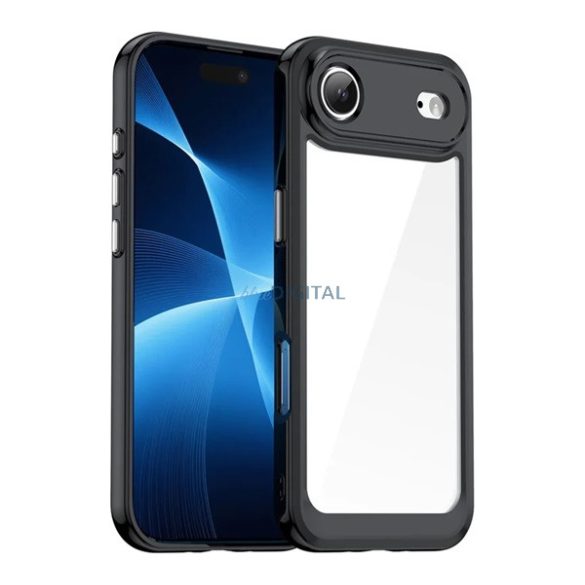 HUSĂ! - Capac de telefon din silicon (rezistent la șocuri, spate transparent) BLACK Apple iPhone 17 Air