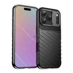   HUSĂ! - Silicon protector de telefon (rezistent la impact, cu dungi, model convex) BLACK Apple iPhone 17 Pro