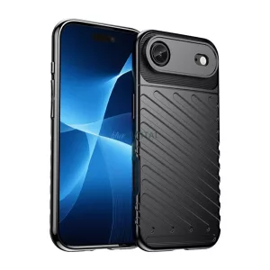 HUSĂ! - Silicon protector de telefon (rezistent la impact, cu dungi, model convex) BLACK Apple iPhone 17 Air
