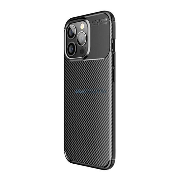 HUSĂ! - Silicon protector de telefon (rezistent la șocuri, călcâi cu pernă de aer, model de carbon) BLACK Apple iPhone 17 Air