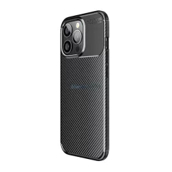   HUSĂ! - Silicon protector de telefon (rezistent la șocuri, bubble heel, model de carbon) BLACK Apple iPhone 17 Pro Max