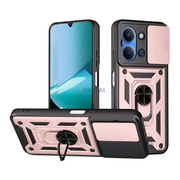 HUSĂ! - Protector de telefon din silicon Defender (rezistent la șocuri, inel de prindere, protector de cameră) GOLDEN ROZÉ Xiaomi Redmi 15C 4G