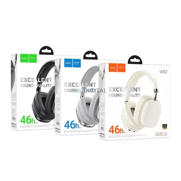 HOCO W52 căști bluetooth Stereo (v5.4, cititor de carduri TF, mufă jack de 3,5 mm) NEGRU