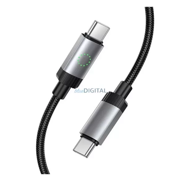 HOCO X117 cablu de date (Tip-C - Tip-C, 60W, încărcător rapid, 100cm, indicator LED, șiret) NEGRU