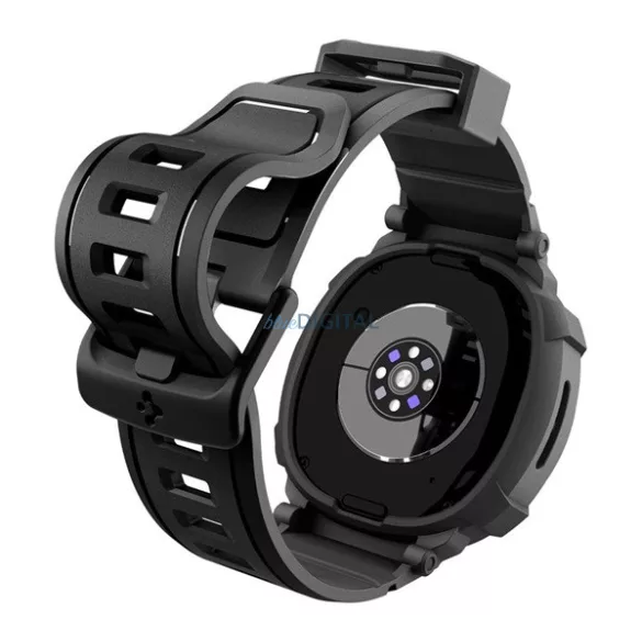 SPIGEN RUGGED ARMOR PRO Strap (dimensiune personalizată, silicon, rezistent la șocuri + cadru din silicon) NEGRU Samsung Galaxy Watch 8 eSIM 40mm (SM-L325), Galaxy Watch 8 40mm (SM-L320)
