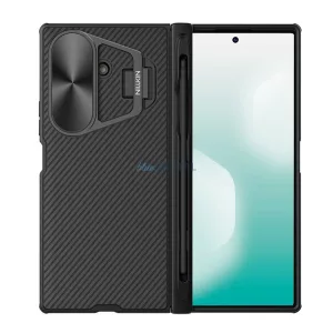 HUSĂ! - NILLKIN CAMSHIELD PROP silicon telefon protector (rezistent la șocuri, aparat de fotografiat protector, kickstand, cu dungi, creion touch) BLACK Samsung Galaxy Z Fold7 (SM-F966)