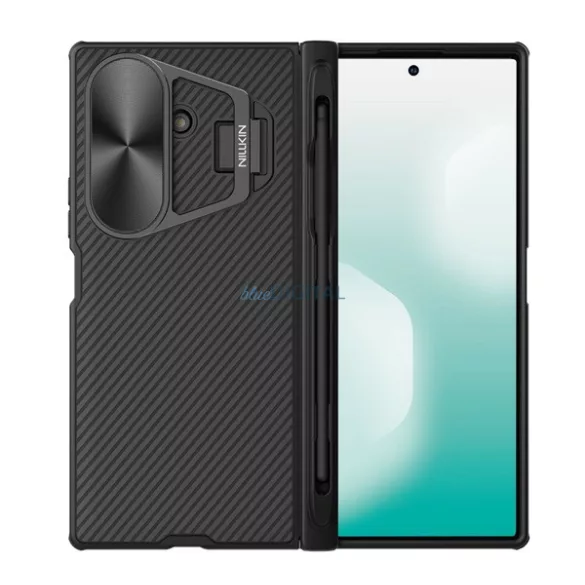 HUSĂ! - NILLKIN CAMSHIELD PROP silicon telefon protector (rezistent la șocuri, aparat de fotografiat protector, kickstand, cu dungi, creion touch) BLACK Samsung Galaxy Z Fold7 (SM-F966)