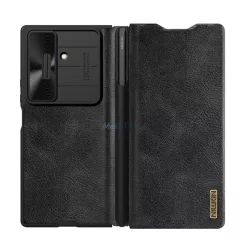   HUSĂ! - NILLKIN QIN PRO Husă permanentă cu efect de piele (FLIP, deschidere laterală, buzunar pentru carduri, protecție pentru cameră, creion tactil) NEGRU Samsung Galaxy Z Fold7 (SM-F966)