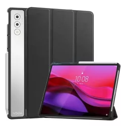   Husă permanentă, efect piele (FLIP activ, deschidere laterală, TRIFOLD, suport pentru birou) BLACK Lenovo Yoga Tab Plus (TB520FU)