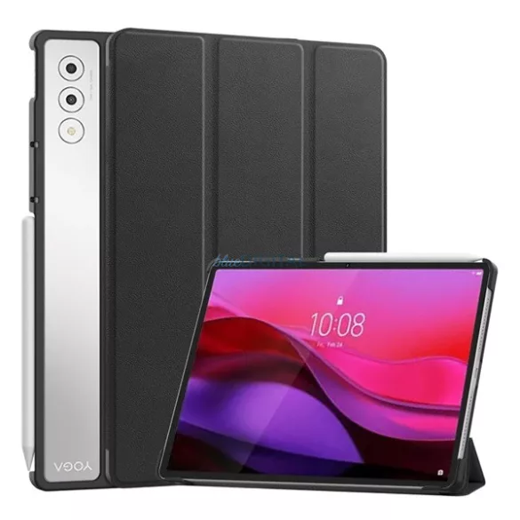 Husă permanentă, efect piele (FLIP activ, deschidere laterală, TRIFOLD, suport pentru birou) BLACK Lenovo Yoga Tab Plus (TB520FU)