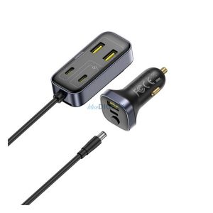 BASEUS BACKSEATPAL L1 încărcător auto 3 USB+3 prize Type-C (110W, încărcător rapid, GaN, 150cm) NEGRU