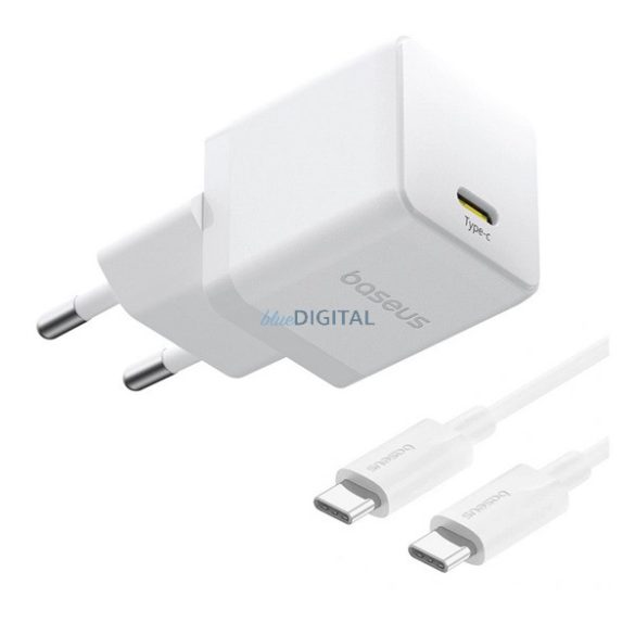 BASEUS PALM 1C încărcător de rețea cu priză Type-C (20W, încărcător rapid PD 3.0 + cablu Type-C) ALB