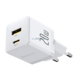   BASEUS PALM încărcător de rețea USB+Type-C (20W, încărcător rapid PD 3.0) ALB