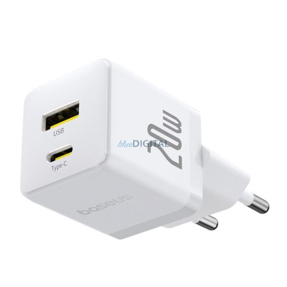 BASEUS PALM încărcător de rețea USB+Type-C (20W, încărcător rapid PD 3.0) ALB