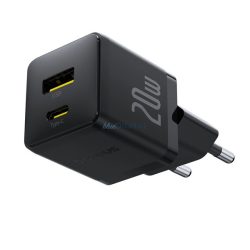   BASEUS PALM încărcător de rețea USB+Type-C (20W, încărcător rapid PD 3.0) NEGRU