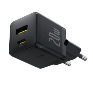 BASEUS PALM încărcător de rețea USB+Type-C (20W, încărcător rapid PD 3.0) NEGRU