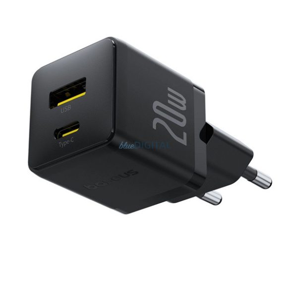 BASEUS PALM încărcător de rețea USB+Type-C (20W, încărcător rapid PD 3.0) NEGRU