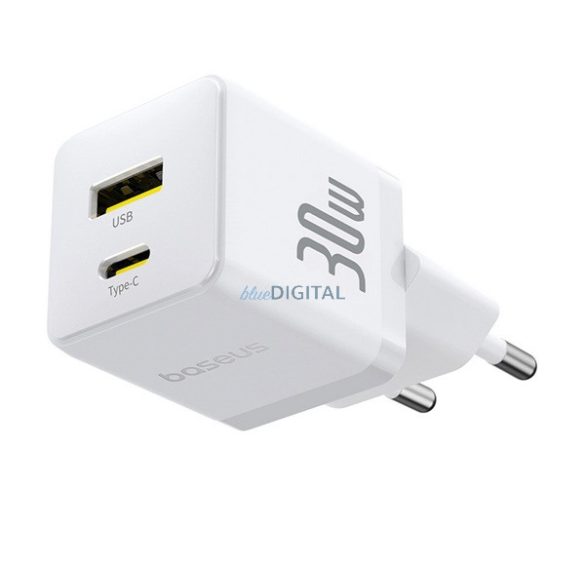 BASEUS PALM încărcător de rețea USB+Type-C (30W, încărcător rapid PD 3.0) ALB