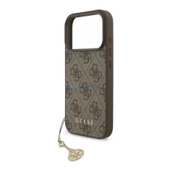   HUSĂ! - GUESS 4G CHARMS protecție de plastic pentru telefon (capac din spate textil, curea pentru telefon) BARNA Apple iPhone 17 Pro