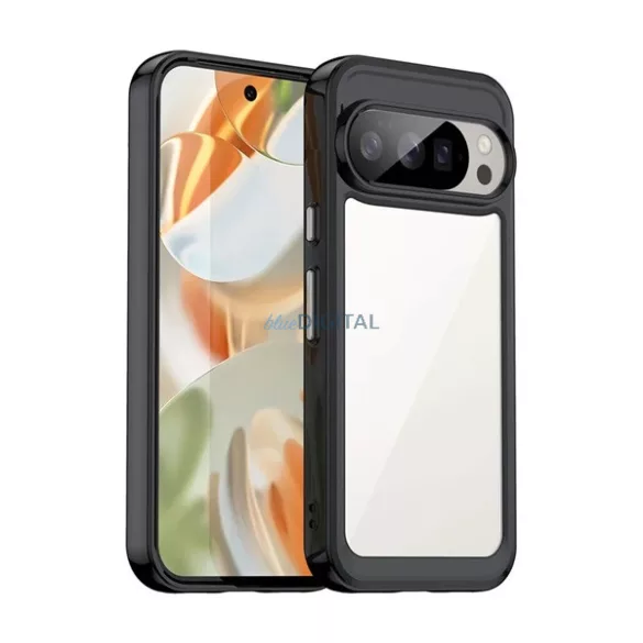 HUSĂ! - Silicon protector de telefon (rezistent la șocuri, spate transparent) BLACK Google Pixel 10, Pixel 10 Pro