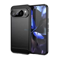   HUSĂ! - Silicon protector de telefon (rezistent la impact, bubble heel, periat, model de carbon) BLACK Google Pixel 10