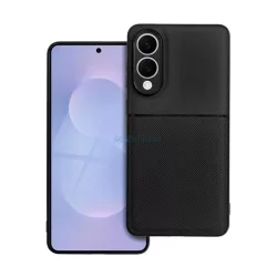   HUSĂ! - Silicon protector de telefon (rezistent la șocuri, magnetic, spate din piele, cu dungi) BLACK Samsung Galaxy S25 Edge (SM-S937)