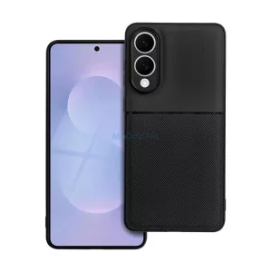 HUSĂ! - Silicon protector de telefon (rezistent la șocuri, magnetic, spate din piele, cu dungi) BLACK Samsung Galaxy S25 Edge (SM-S937)