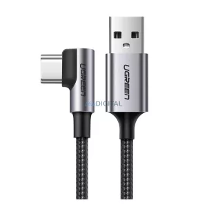 UGREEN US284 cablu de date (USB - Tip-C, 15W, încărcător rapid 3.0, 300cm, 90 grade, șiret) NEGRU