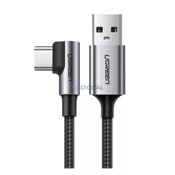 UGREEN US284 cablu de date (USB - Tip-C, 15W, încărcător rapid 3.0, 300cm, 90 grade, șiret) NEGRU