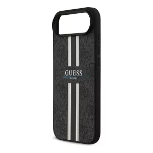 HUSĂ! - GUESS 4G PRINTED STRIPES silicon telefon protector (rezistent la șocuri, efect de piele din spate, MagSafe) BLACK Apple iPhone 17 Air