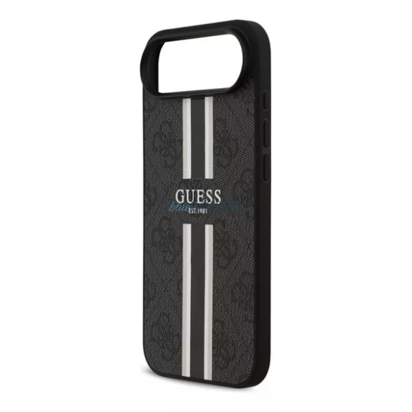 HUSĂ! - GUESS 4G PRINTED STRIPES silicon telefon protector (rezistent la șocuri, efect de piele din spate, MagSafe) BLACK Apple iPhone 17 Air