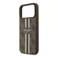   HUSĂ! - GUESS 4G PRINTED STRIPES silicon telefon protector (rezistent la șocuri, efect de piele spate, MagSafe) CUTTING PEEL Apple iPhone 17 Pro Max