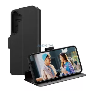 HUSĂ! - Carcasă PANZERGLASS CARE WALLET în picioare, efect piele (FLIP, deschidere laterală, desktop, protecție cameră) NEGRU Samsung Galaxy A16 5G (SM-A166), Galaxy A16 4G (SM-A165)