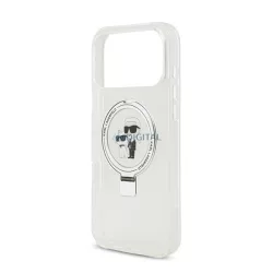   HUSĂ! - KARL LAGERFELD RINGSTAND KARL ȘI CHOUPETTE MAGSAFE silicon protector de telefon (rezistent la șocuri, MagSafe, anti-reflexie) WHITE Apple iPhone 17 Pro Max