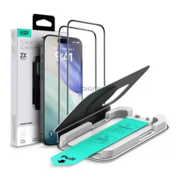   ESR ULTRAFIT Ecran de protecție din sticlă 2pcs (2.5D, 9H + Frame) pentru Apple iPhone 17, iPhone 16 Pro