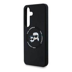   HUSĂ! - KARL LAGERFELD LIQUID SILICONE DOUBLE HEADS MAGSAFE silicon protector de telefon (rezistent la impact, MagSafe) BLACK Samsung Galaxy S25 (SM-S931)