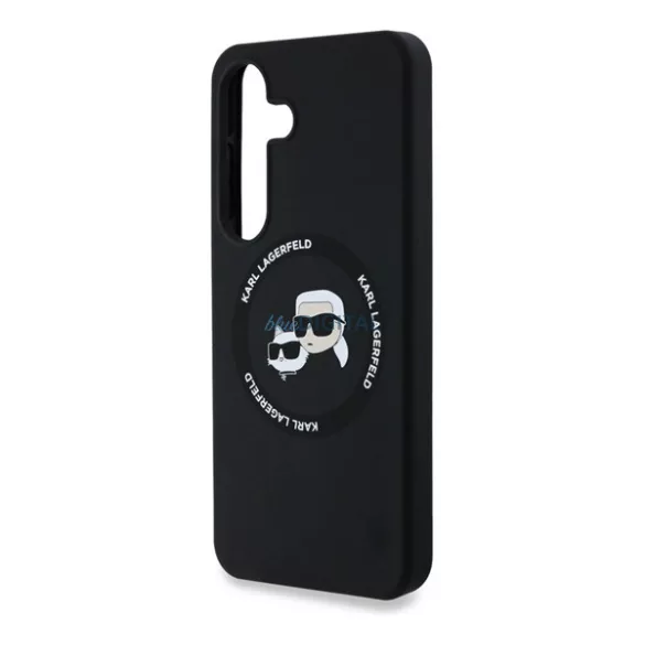 HUSĂ! - KARL LAGERFELD LIQUID SILICONE DOUBLE HEADS MAGSAFE silicon protector de telefon (rezistent la impact, MagSafe) BLACK Samsung Galaxy S25 (SM-S931)