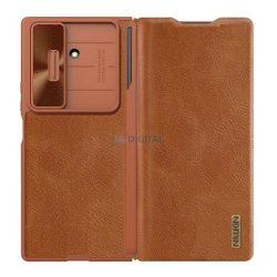   HUSĂ! - NILLKIN QIN PRO caz în picioare, efect de piele (FLIP, deschidere laterală, buzunar pentru carduri, protecția camerei, creion tactil) BARNA Samsung Galaxy Z Fold7 (SM-F966)