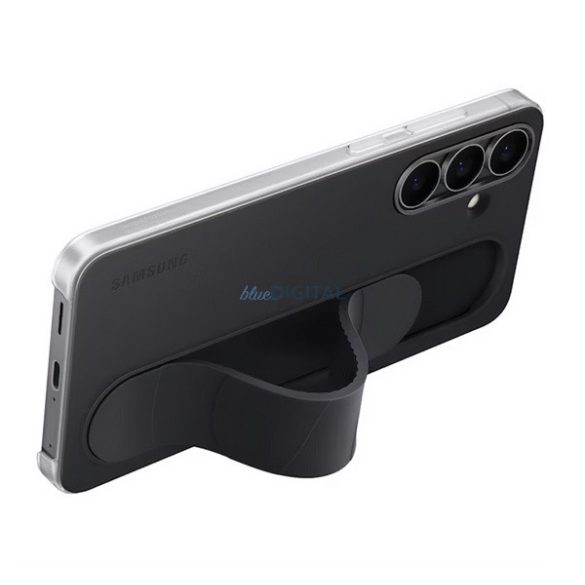 HUSĂ! - SAMSUNG silicon telefon protector (mat, built-in curea, kickstand) BLACK Samsung Galaxy S25 FE (SM-S731)