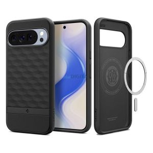 HUSĂ! - SPIGEN PARALLAX silicon protector de telefon (rezistent la șocuri, cadru cu bule, MagSafe, diamant 3D) BLACK Google Pixel 10, Pixel 10 Pro