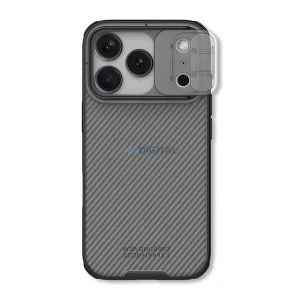 HUSĂ! - NILLKIN CAMSHIELD PRO silicon telefon protector (rezistent la șocuri, protecția camerei, cu dungi) TRANSFER / negru Apple iPhone 17 Pro Max