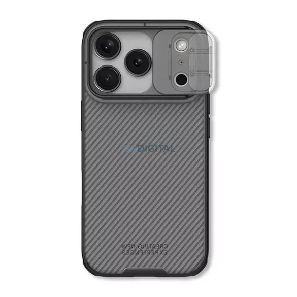 HUSĂ! - NILLKIN CAMSHIELD PRO silicon telefon protector (rezistent la șocuri, protecția camerei, cu dungi) TRANSFER / negru Apple iPhone 17 Pro Max