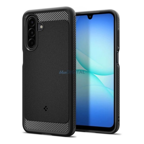 HUSĂ! - SPIGEN RUGGED ARMOR silicon telefon protector (rezistent la șocuri, bubble heel, model de carbon) BLACK Samsung Galaxy A17 5G (SM-A176)