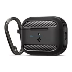   Carcasă din silicon SPIGEN RUGGED ARMOR (rezistentă la impact, carabină, model de carbon) BLACK Apple AirPods Pro 3