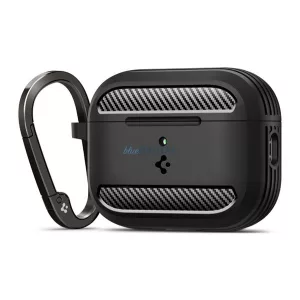 Carcasă din silicon SPIGEN RUGGED ARMOR (rezistentă la impact, carabină, model de carbon) BLACK Apple AirPods Pro 3