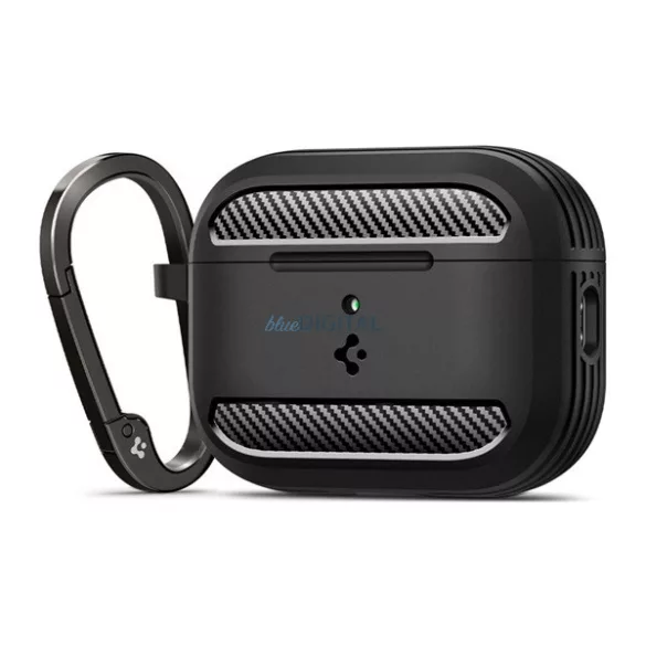 Carcasă din silicon SPIGEN RUGGED ARMOR (rezistentă la impact, carabină, model de carbon) BLACK Apple AirPods Pro 3