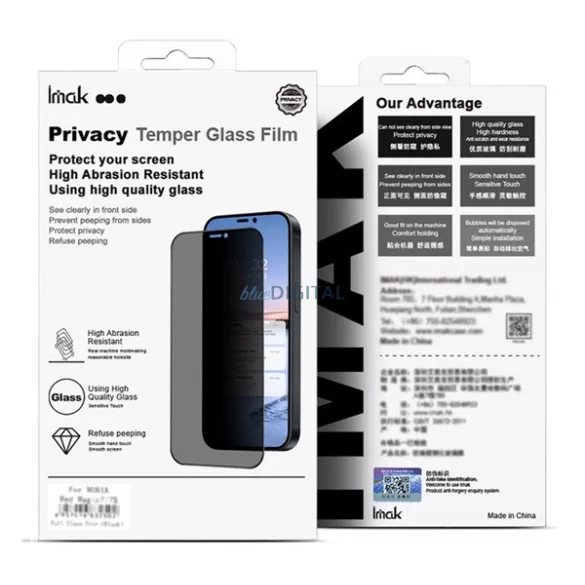 IMAK PRIVACY ecran protector de sticlă (3D, curbat, protecție vedere) BLACK Honor Magic V5